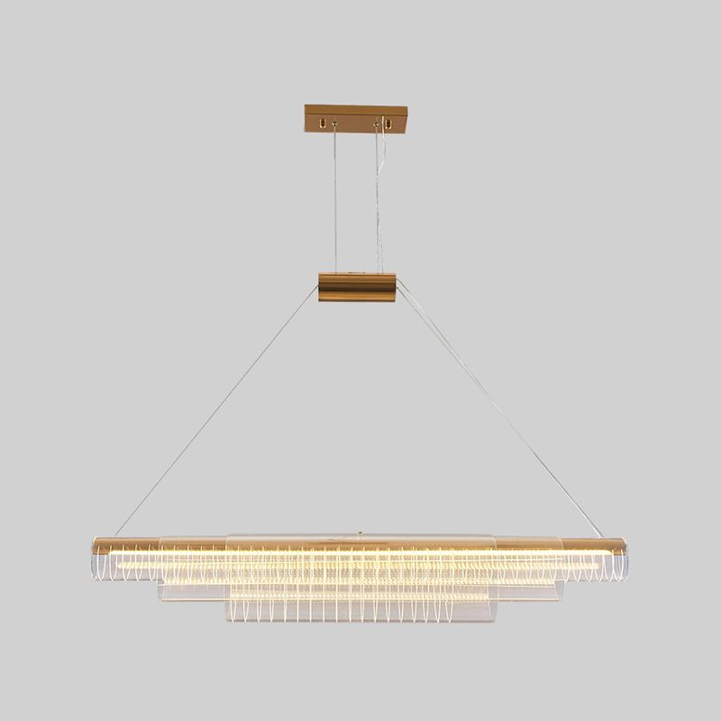 Modern Simple Glass Island Pendant 1 Light Island Light in Gold for Restaurant