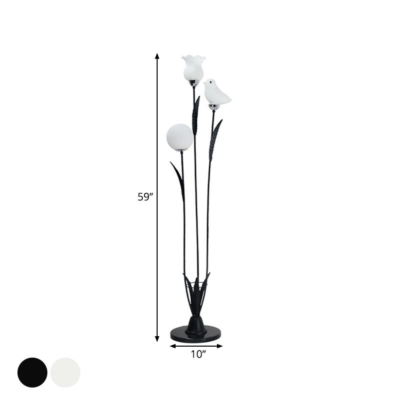 3-Bulb-Wohnzimmerbaumbodenlicht zeitgenössischer Schwarz/Weiß-Stand-up