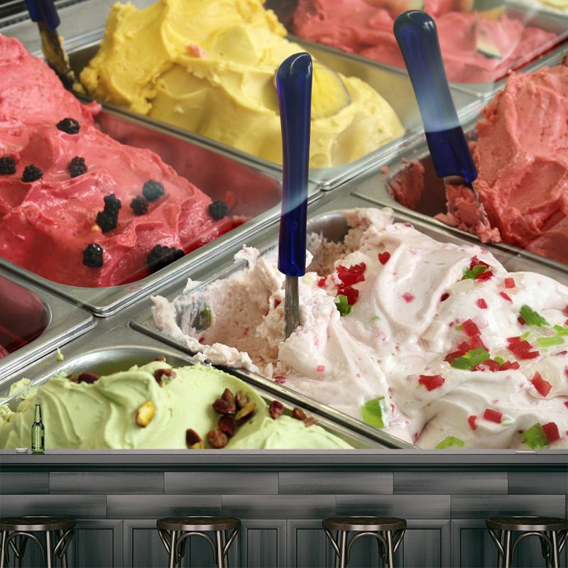 Ice Cream Mural Mildew Resistant Contemporary Photography Wall Covering for Commercial Use