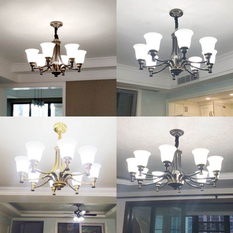 Copper Sputnik Pendant Light in Traditional Classic Style Glass Ceiling Light for Interior Spaces
