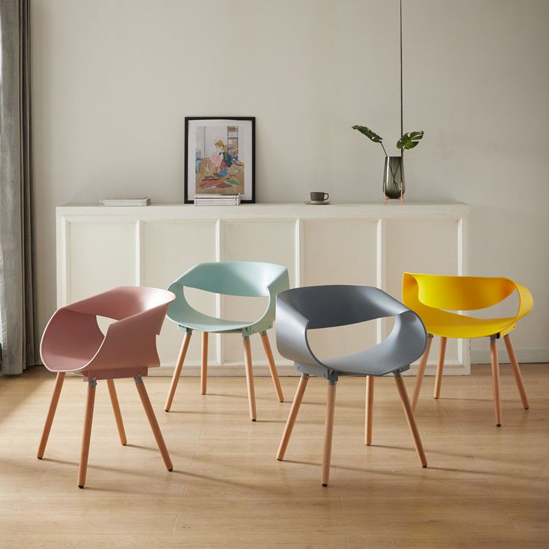 Chaises de salle à manger scandinaves sans accoudoirs avec pieds en bois (Ensemble de 4)