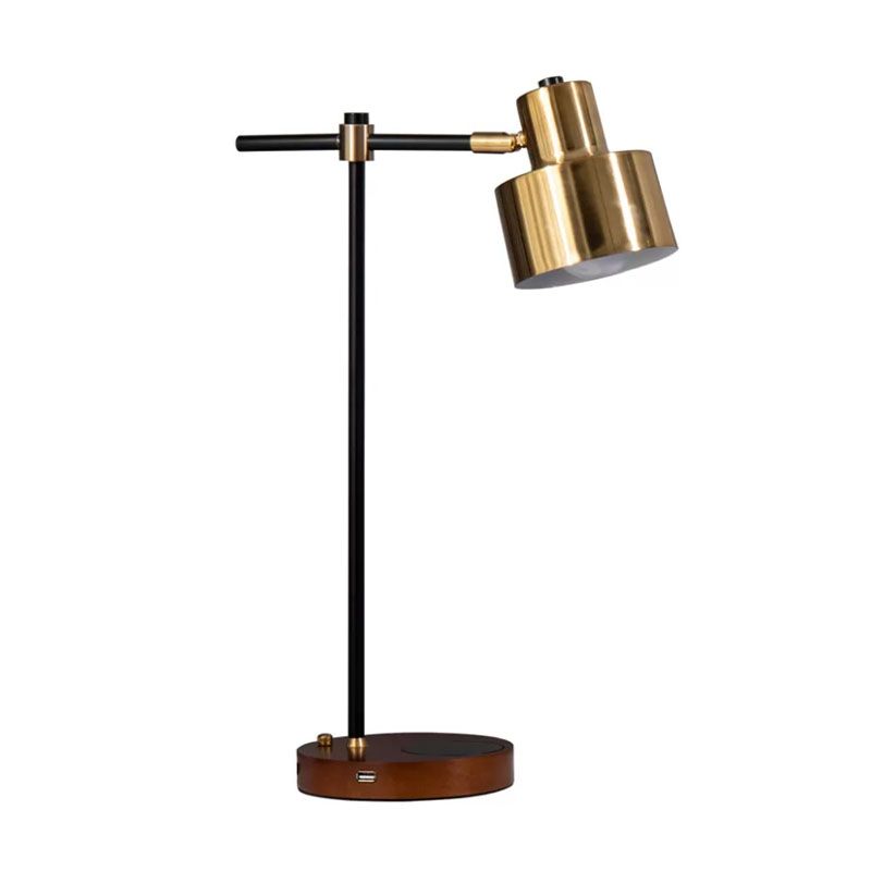 Lampada da tavolo cilindri Lampada da tavolo a metà secolo metallo 1 comodino leggero in oro