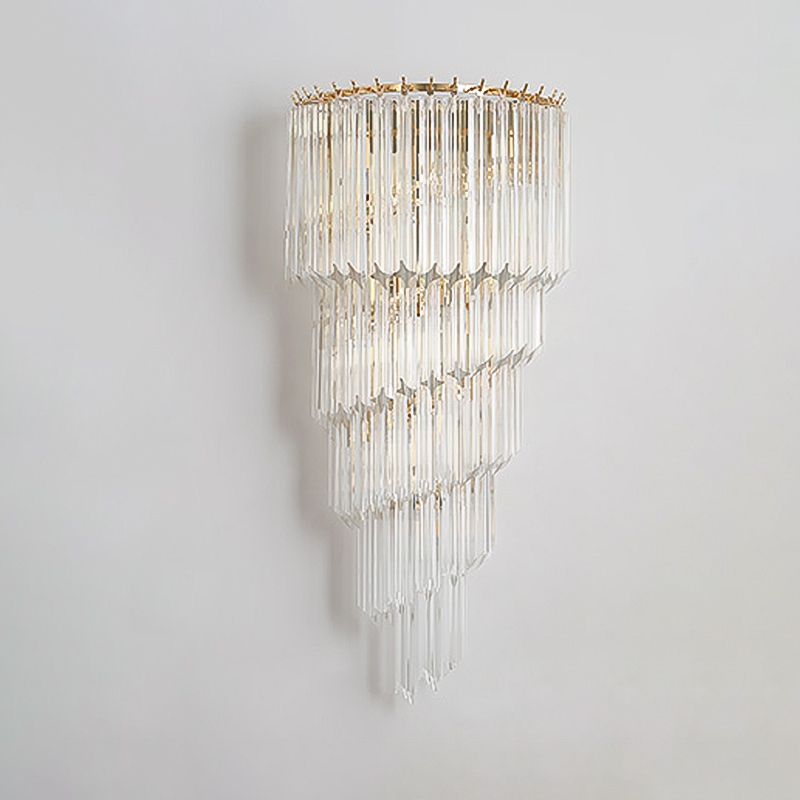 Unique Shade Crystal Wall Sconce Modern Multi-Lights Wall Mount Light Fixture in Gold