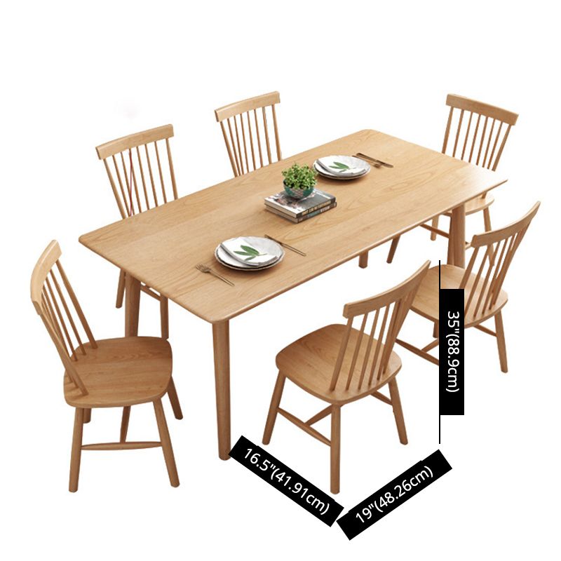 Modern Solid Wood Standard Dining Set Natural for Kitchen Dining Set with 4 Legs Base