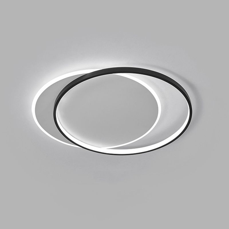 Plafonnier LED circulaire noir en acrylique, simplicité moderne, montage encastré en fer laqué pour chambre à coucher