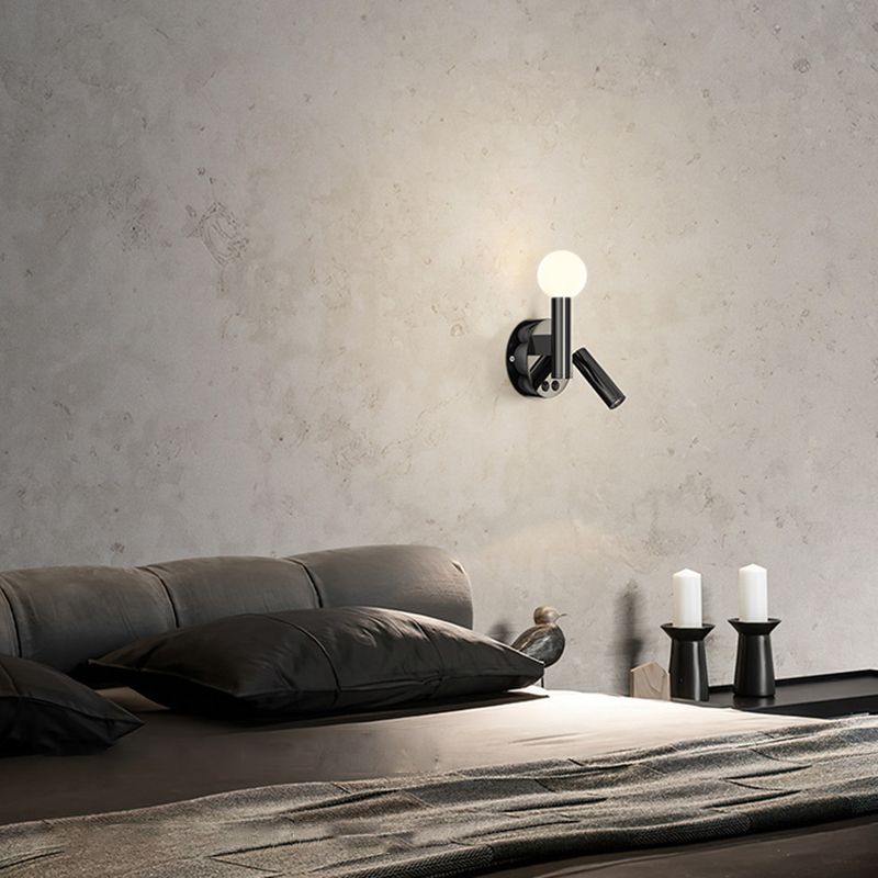 Cylinder Sconce Lights Simplicity Metal 2 Lights Wall Mounted Lights in Black