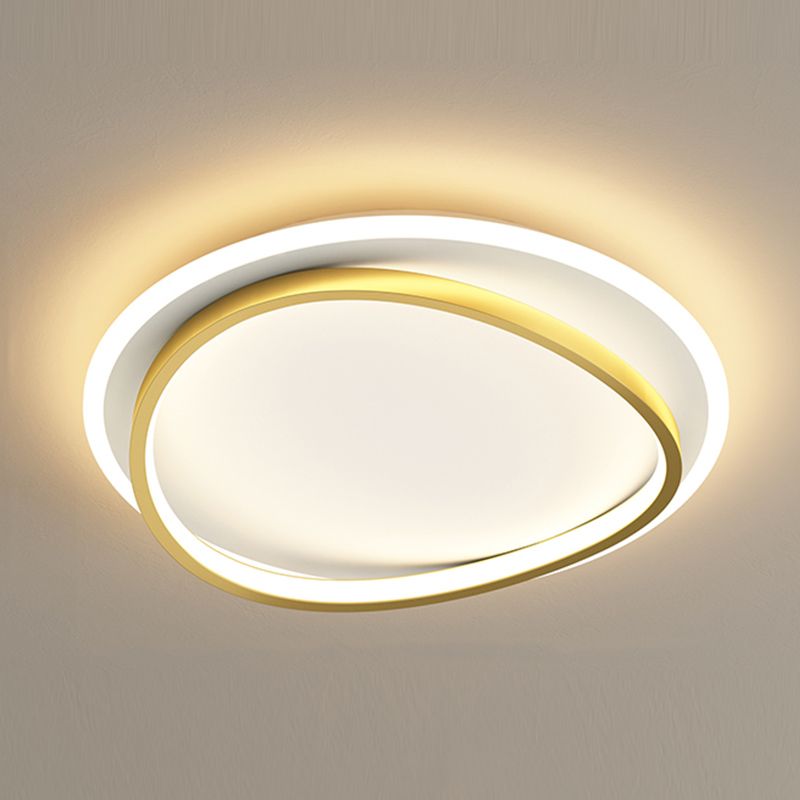Metal Round Shape Flush Ceiling Light Modern 2 Lights Flush Mount Lighting