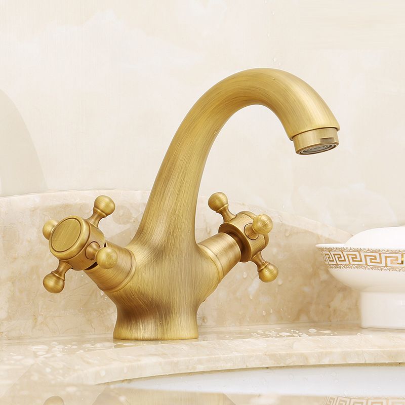 Glam Vessel Faucet 1 Hole Bathroom Faucet with 2 Cross Handles