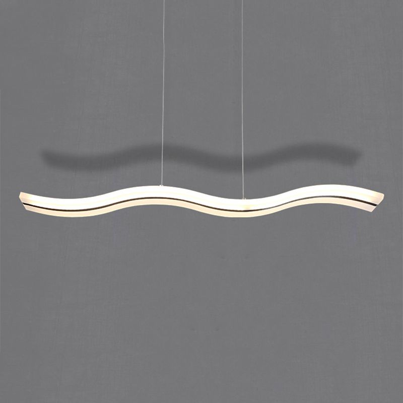 Linear Shape Chandelier Lighting Modern Style Acrylic 1 Lights Island Lamp in White