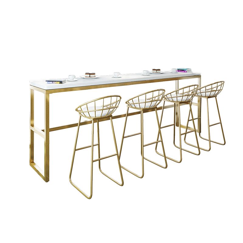 Glam Iron Base Bar Table Indoor Solid Wood Bar Table for Dining Room