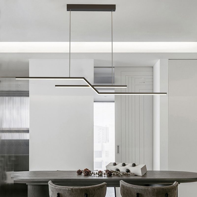 Metal Linear Shape Chandelier Light Modern Style 2 Lights Chandelier Light Fixture