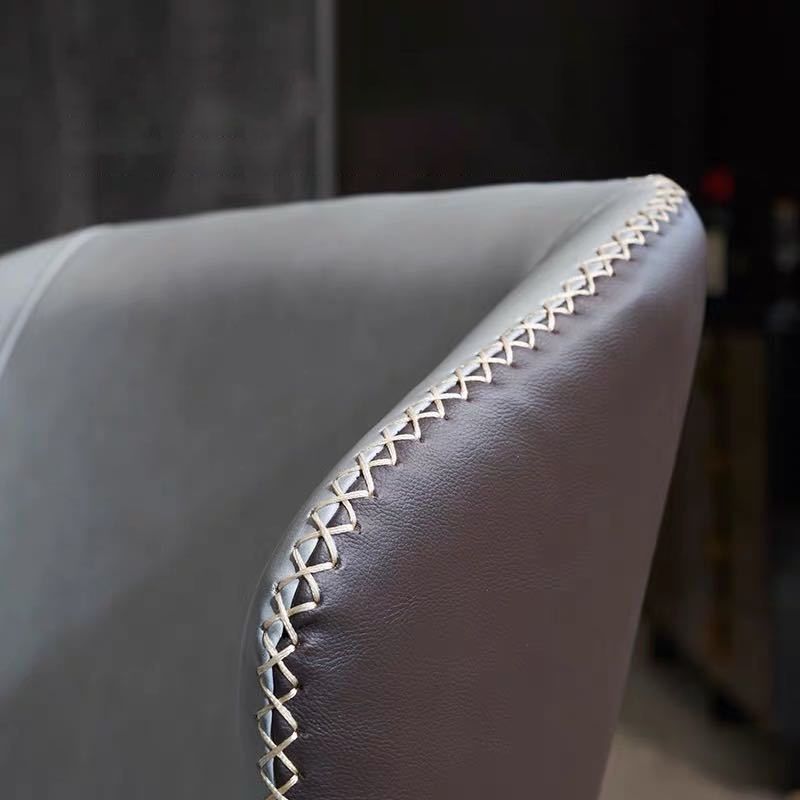 Contemporary Dining Side Chair Matte Finish Leather Curved Wingback Armless Chair