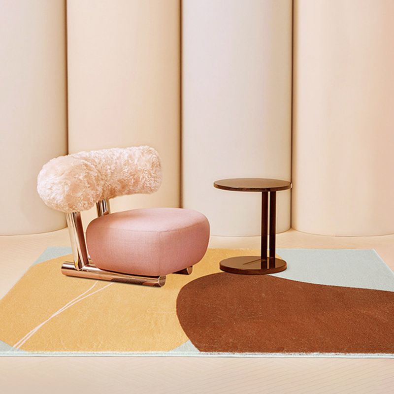 Orange Modern Rug Polyester Color Piece Area Rug Washable Rug for Living Room