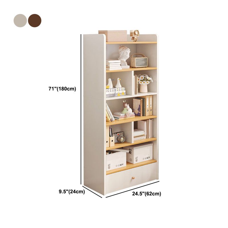 Modern Style Bookcase with Drawer Engineered Wood Shelf for Living Room