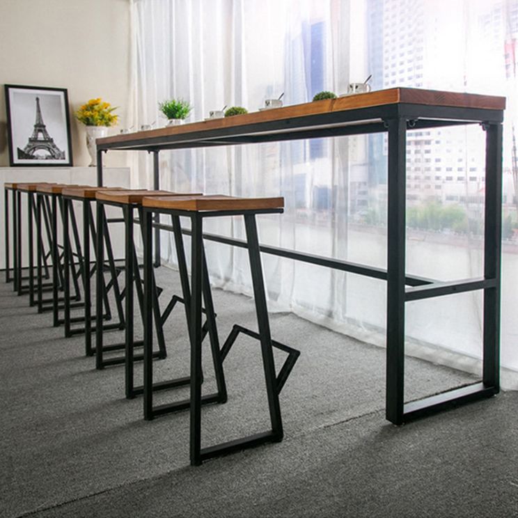 Modern 1/7 Pieces Bar Table Set Rectangle Pine Wood Counter Table with Backless Stools