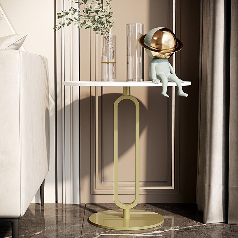 21.7 inch Tall Pedestal End Table Black/White Round Side End Table