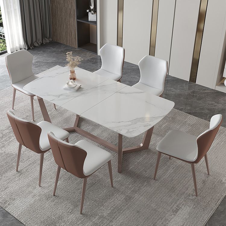 Nordic 1/4/5/7 Pieces Dining Set Sintered Stone Dining Table with Leather Chairs