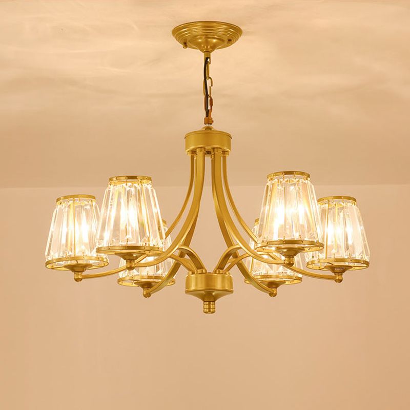 Crystal Prism Hanging Chandelier Conical Traditional Style Pendant Lighting Fixture