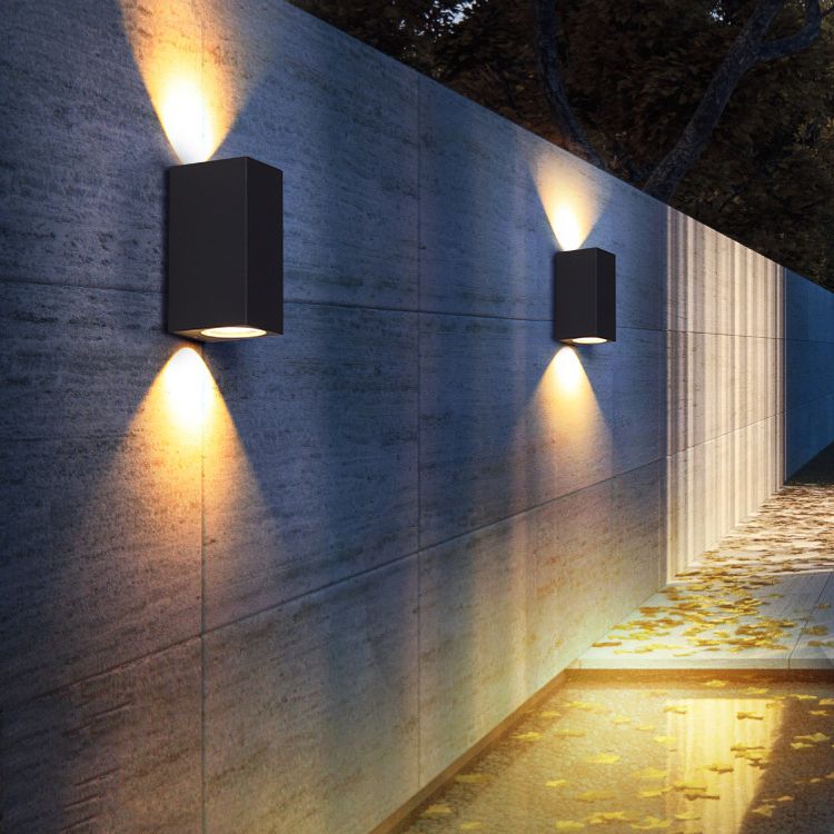 2 Lights Rectangular Wall Lighting Fixtures Modern Style Metal Wall Washer Sconce