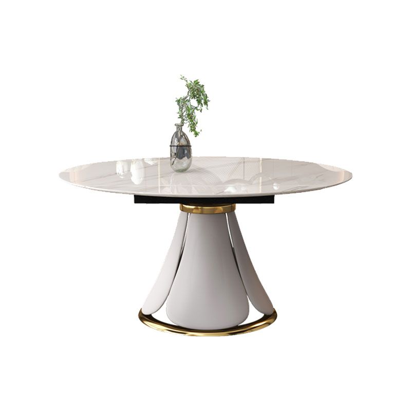 Glam Leather Dinette Set 1/2/5/7 Pieces Scalable Dining Table Set with Sintered Stone Top