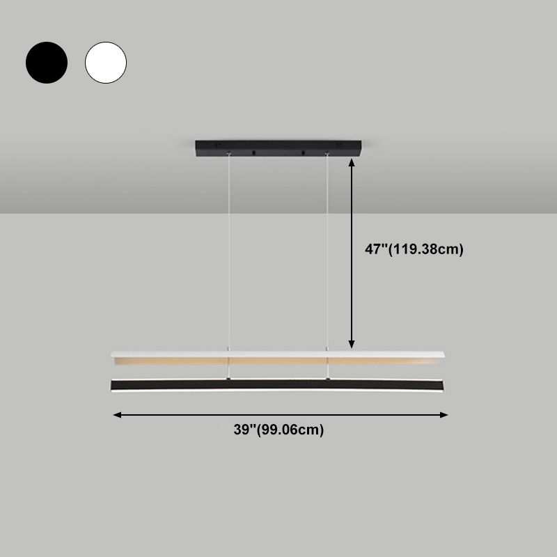 Strip-Shaped Island Pendant Metal Minimalist Linear LED Suspension Lamp for Dining Room