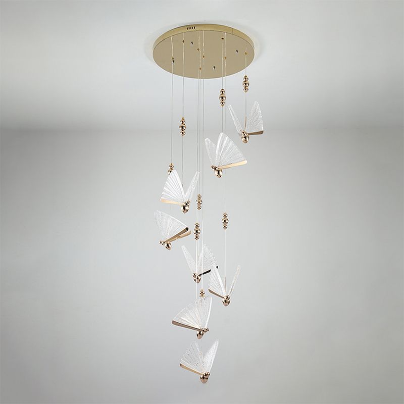 Lámparas colgantes de mariposa acrílica en moderna iluminación colgante de metal LED de estilo creativo