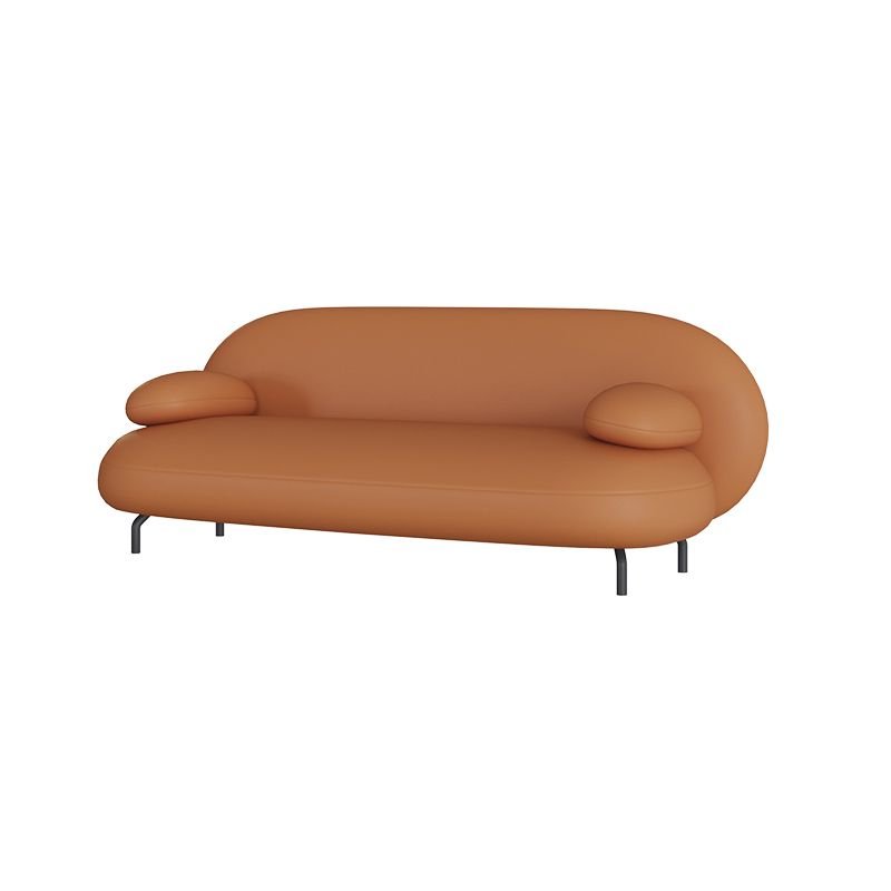 Contemporary Tight Back Settee Bench Pillow Top Arm Sofa Couch in Orange