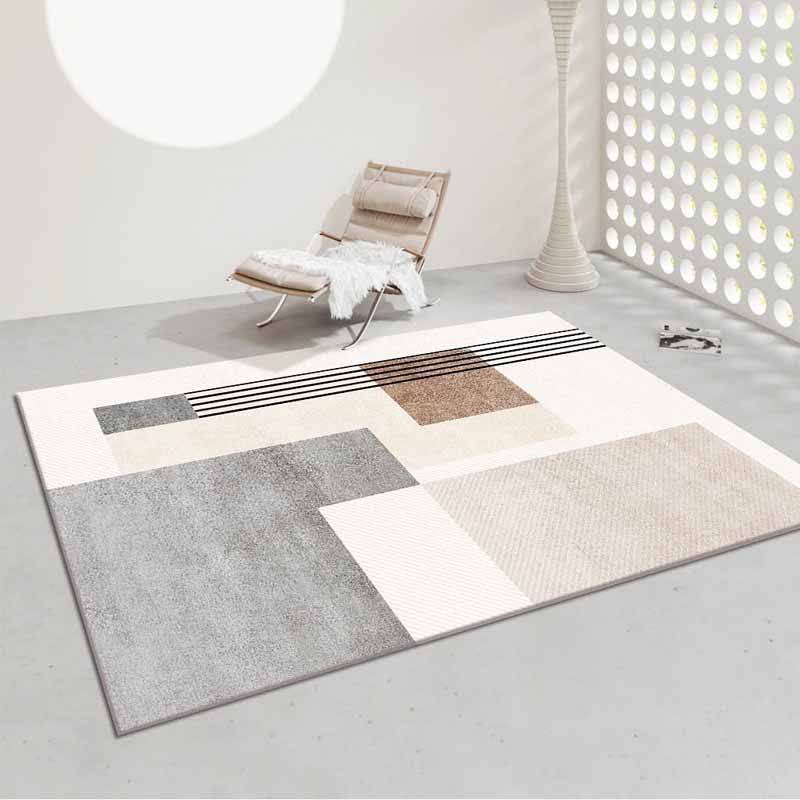 Simplicity Area Carpet Modern Contrast Panel Rug Polyester Stain Resistant Area Rug for Living Room