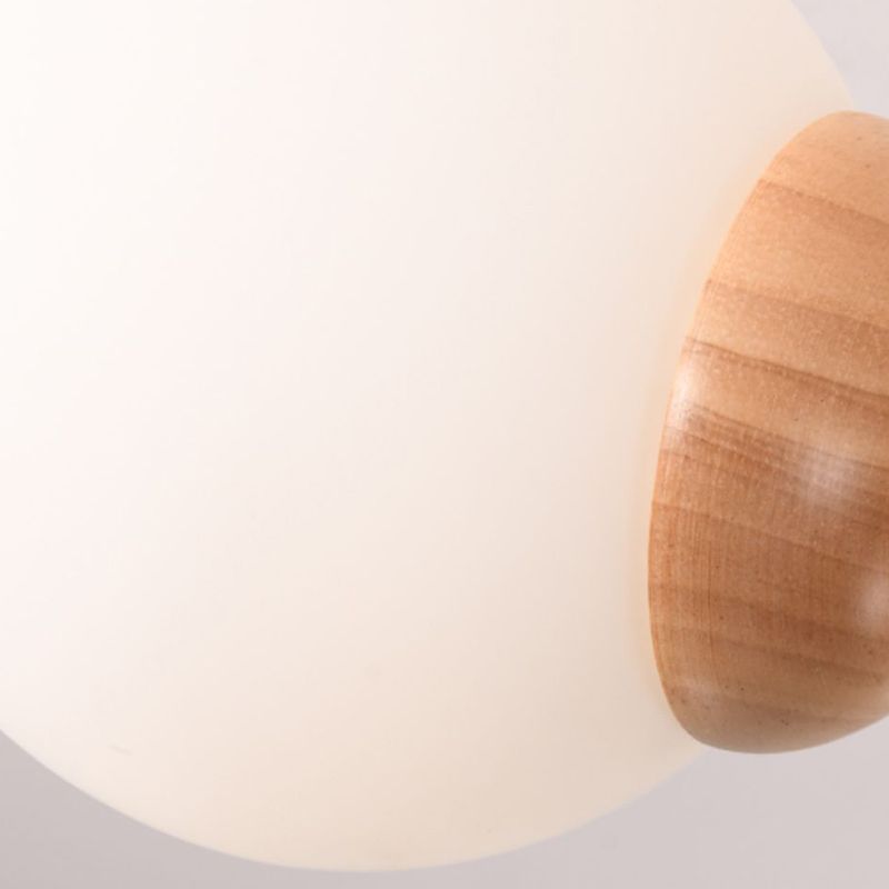 Nordic Style Wooden Ceiling Light Ball Shape Shade Ceiling Lamp for Living Room