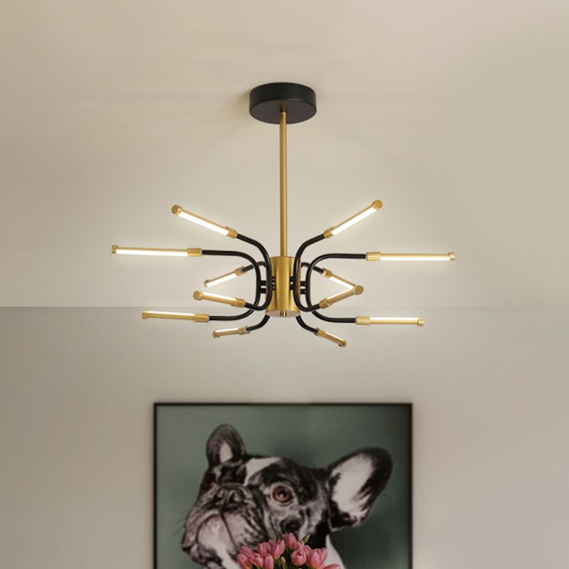 Black-gouden u-vorm kroonluchter minimalistische 12-head metallic hangende plafondlamp in warm/wit licht