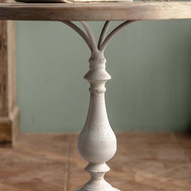 French Country Style Side End Table Pedestal Round Sofa Side Accent Table