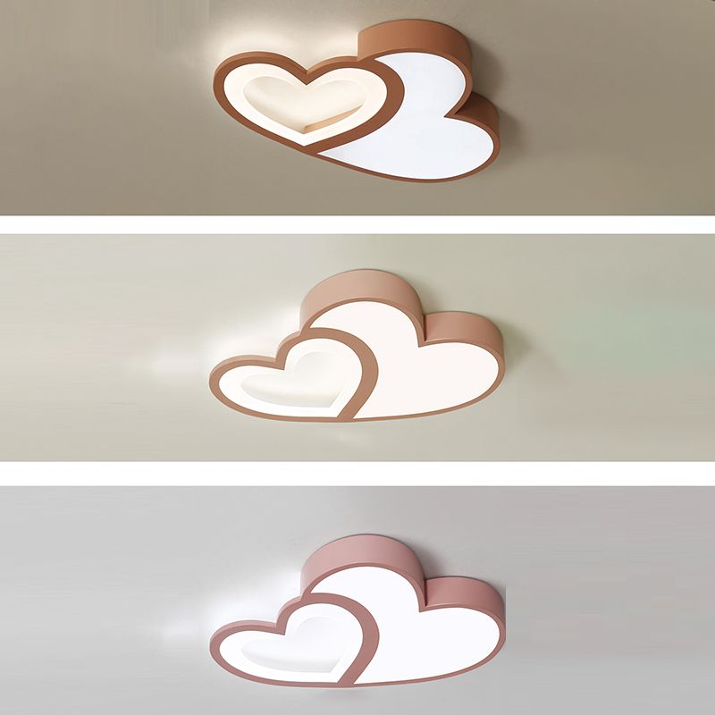 Nordic Style LED Flush Mount Heart-Shape Ceiling Light Fixture with Metal for Bedroom