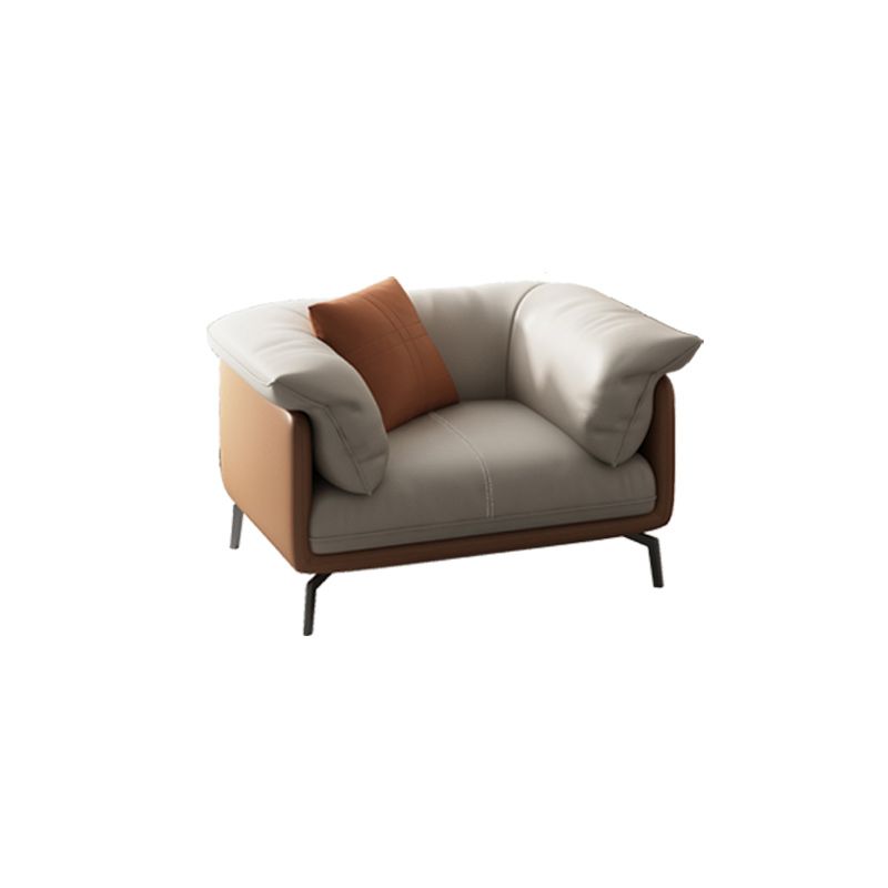 Contemporary 32.67" Tall Genuine Leather Pillow Top Arm Sofa