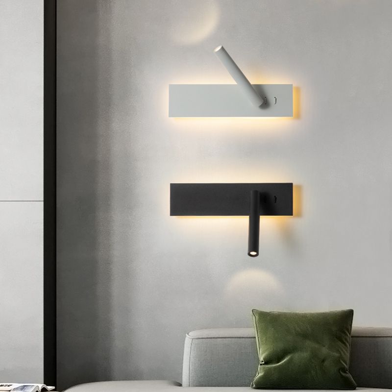 Modern Aluminum Wall Light Rectangle 2 Lights Reading Wall Sconce for Bedroom