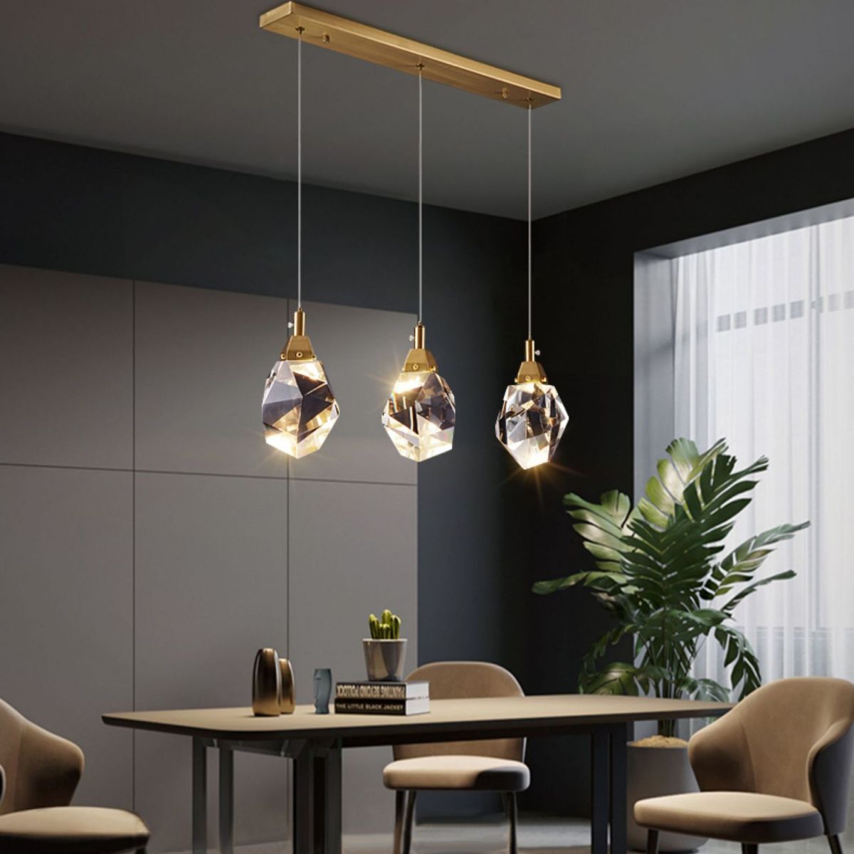 Postmoderne Einfachheit Geometrisch hängende Deckenleuchte Kristall -Aufhängung Anhänger Licht für das Restaurant