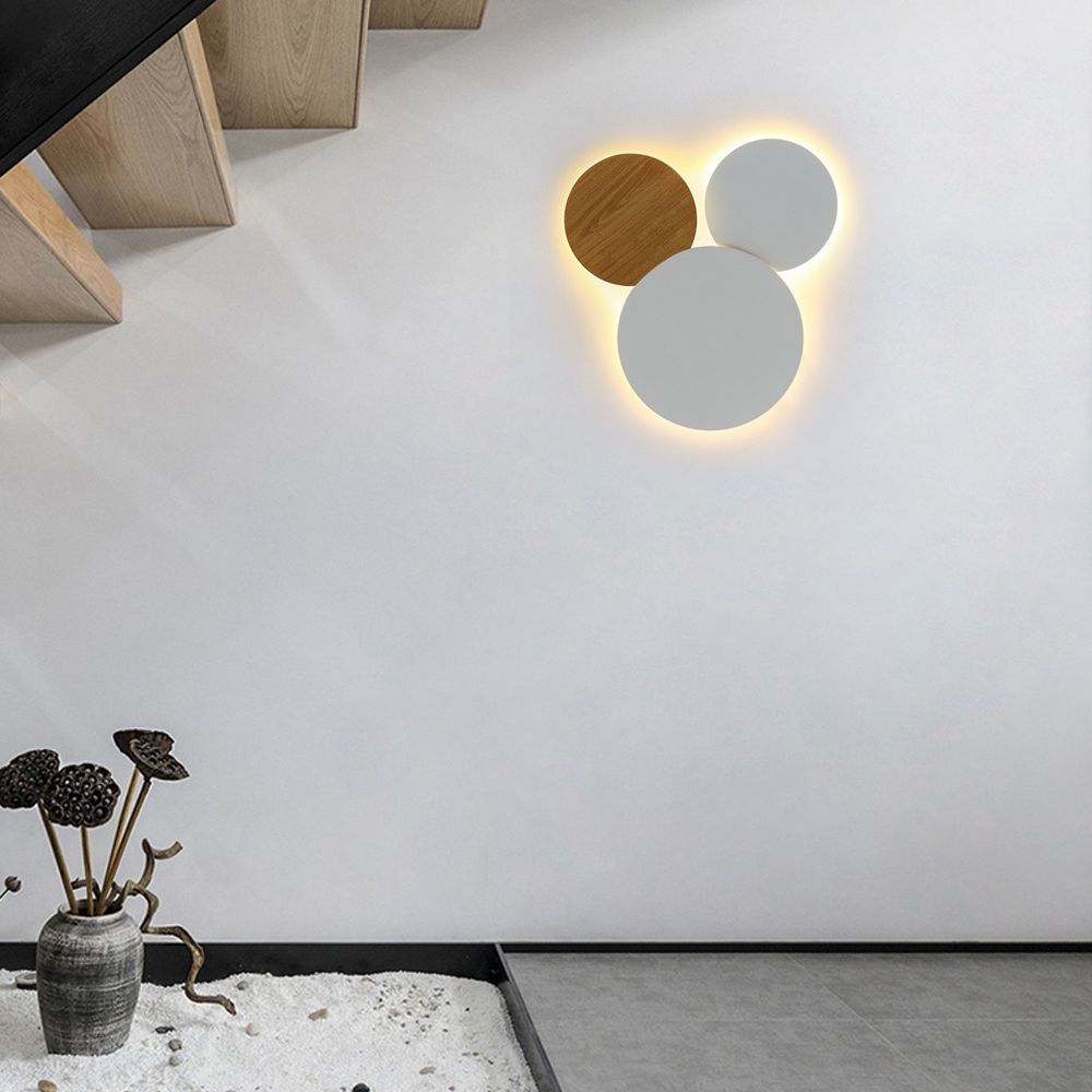 Round Simplicity Metal LED Wall Lamp Contemporary Style Staircase Corridor Sconce Lighting Fixture