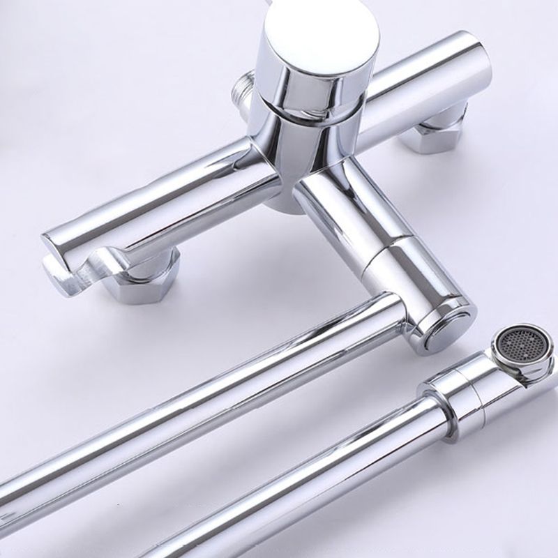 Wall Mounted Metal Tub Filler Low Arc Waterfall Bathroom Faucet with Hose