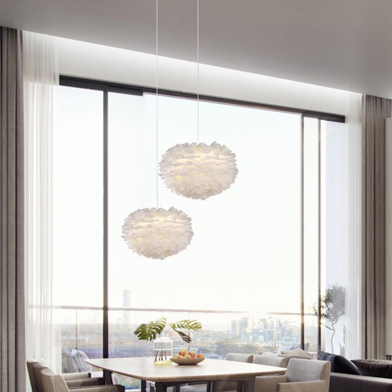 Nordic Modern Modern LED Feather Chandelier Pendant Light Hanging Lightture pour chambre à coucher