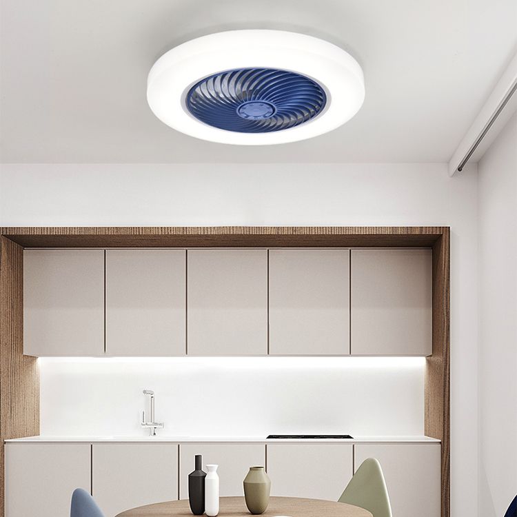 Acryl weiße LED -Deckenventilatoren im modernen prägnanten Stil Eisen kreisförmiger Flush -Mount für Schlafzimmer