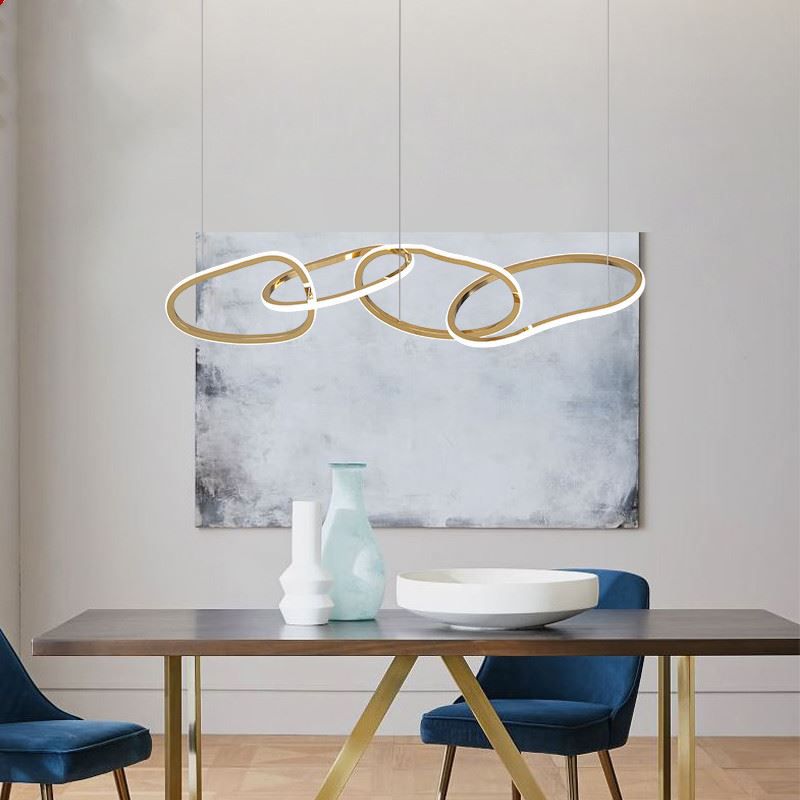 Illuminazione a sospensione lineare metallica moderna lampadario isola illuminazione