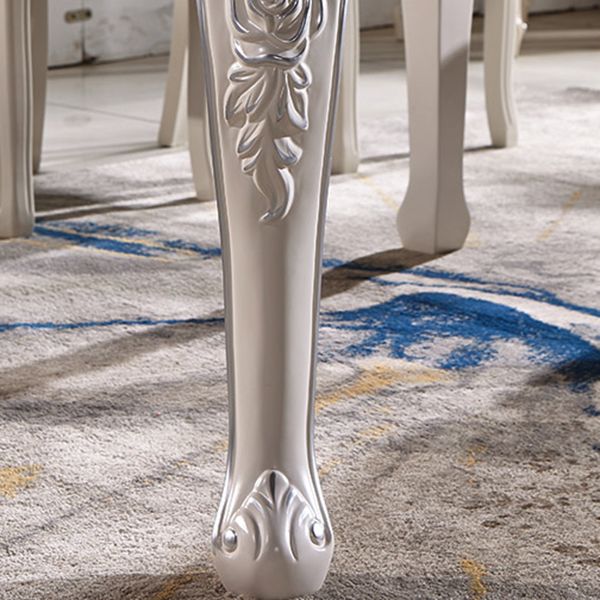 Glam Round Marble Top Dining Table with Solid Wood Legs for Home