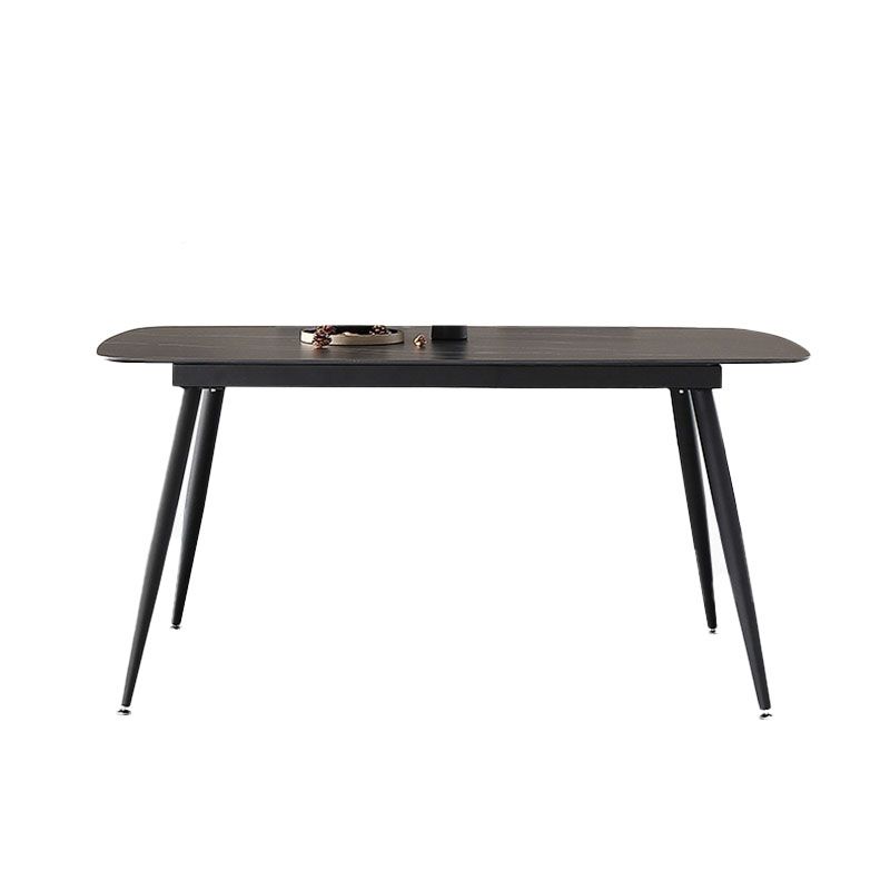 Black Metal Frame Industrial Rectangle Dining Table Sintered Stone Table for Home