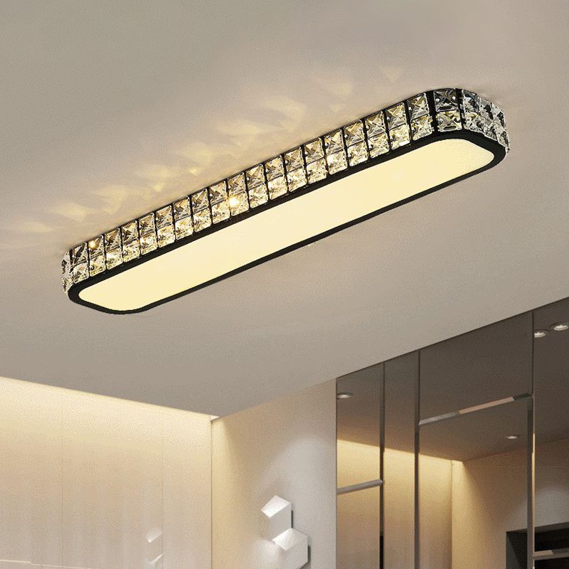 Lampe encastrée oblongue en cristal simplicité LED luminaire de plafond pour couloir