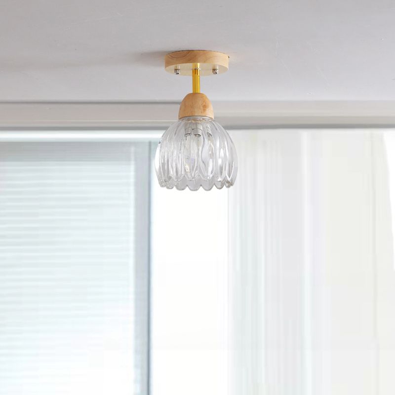 Modern Simple Wooden Ceiling Light Bell Shape Ceiling Lamp for Bedroom