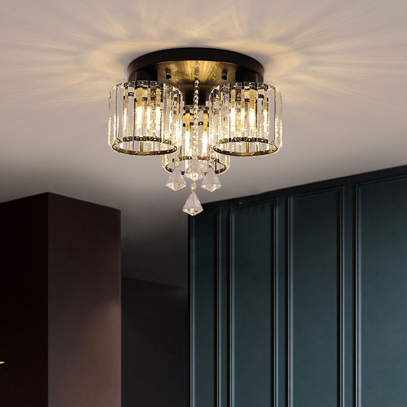 3/5/6/8-Light Golden Flush Mount Lighting Modernism Glass Shaded Ceiling Light