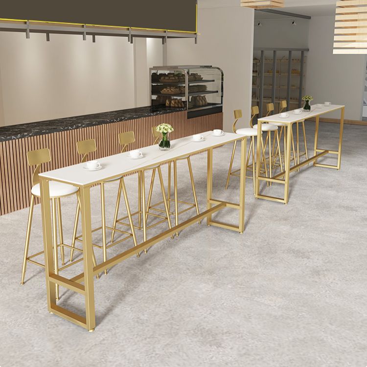 Rectangle Bar Pub Table Set 1/5 Pcs Modern Iron Frame Bar Table and Upholstered Stools