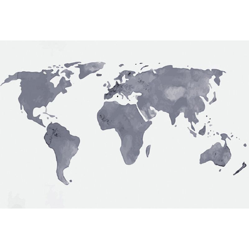 Illustration Style World Map Mural Decal for Living Room, Pastel Color, Personalized