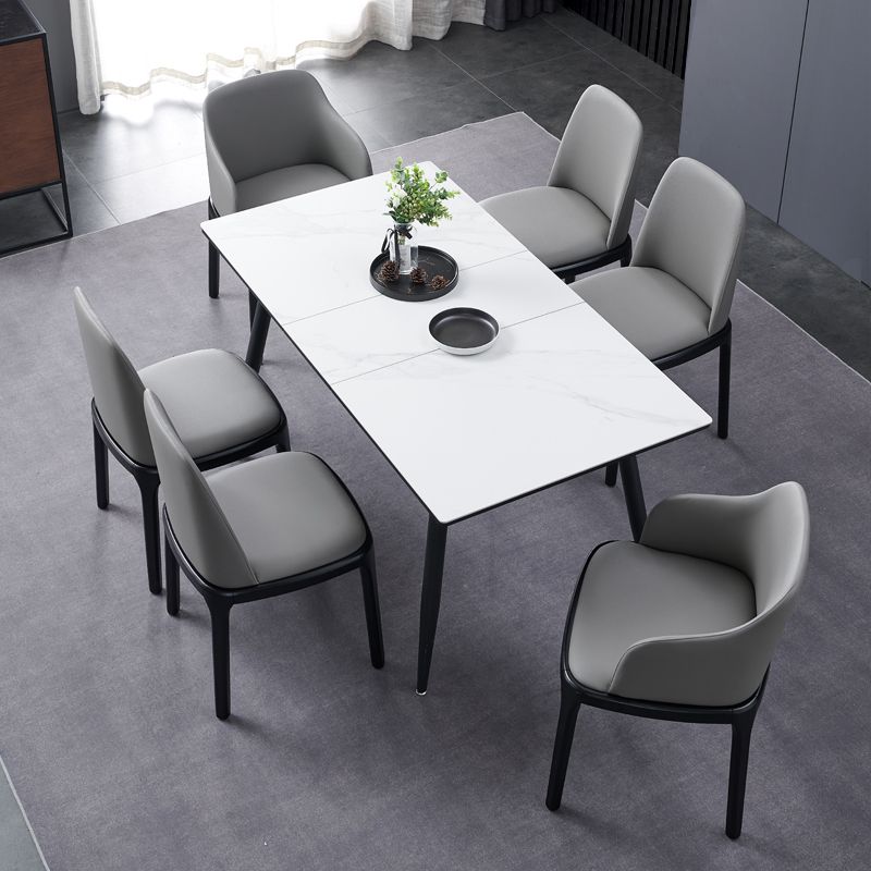 Contemporary Style Leather Chair Wooden Parsons Armless chair for Dining Room