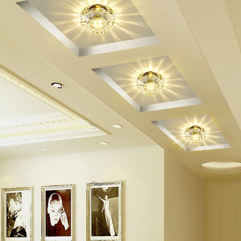 Plafoniera a LED in cristallo Plafoniera moderna da incasso per corridoio con foro 2-3,5 '' dia