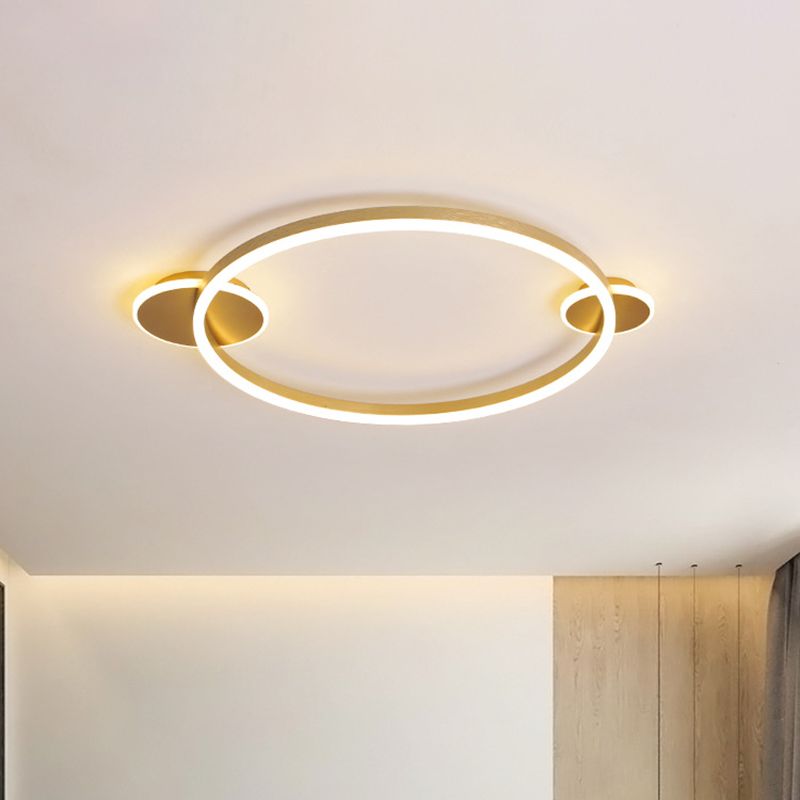 Gold Halo Ring Flush Mount Lighting Modernism LED Metallic Flushmount Ceiling Lamp in White/Warm Light, 16"/19.5" Dia
